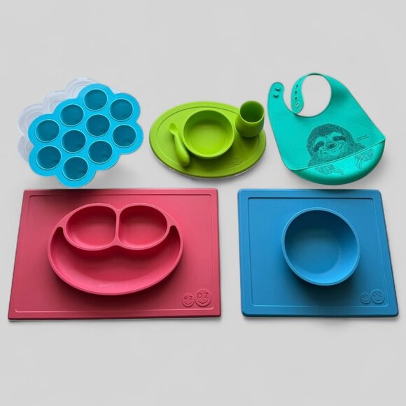 BUNDLE! EZPZ Placemats, Wee Sprout Baby Food Freezer Tray, Sloth Bib - Picture 1 of 12